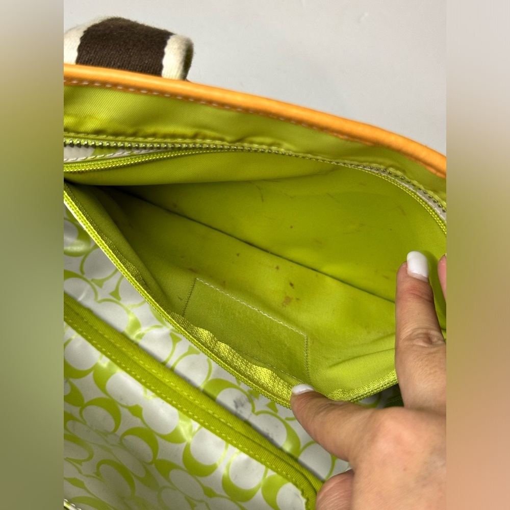 Coach Hampton Weekend IR5656 Chartreuse Nylon Shoulder Handbag Tote Bag Purse - Picture 10 of 14